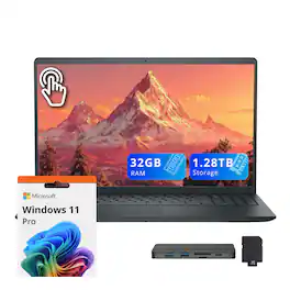 Dell - 15.6" FHD Touchscreen,Intel i7-1355U,32GB RAM,1TB SSD+288GB Dock Set,Backlit Keyboard,Fingerprint,Win 11 Pro - Black