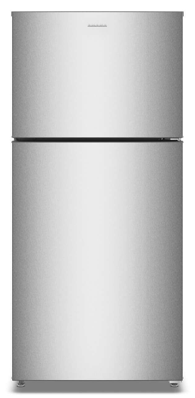 Front. Amana - 30 in. Wide 19 cu. ft.Garage Ready Top-Freezer Refrigerator and - Fingerprint-Resistant Stainless Finish.