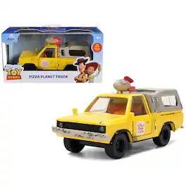 Pizza Planet Truck Yellow (Weathered) w/Beige Camper "Toy Story" 1995 Movie "Hollywood Rides" 1/32 Model Car by Jada
