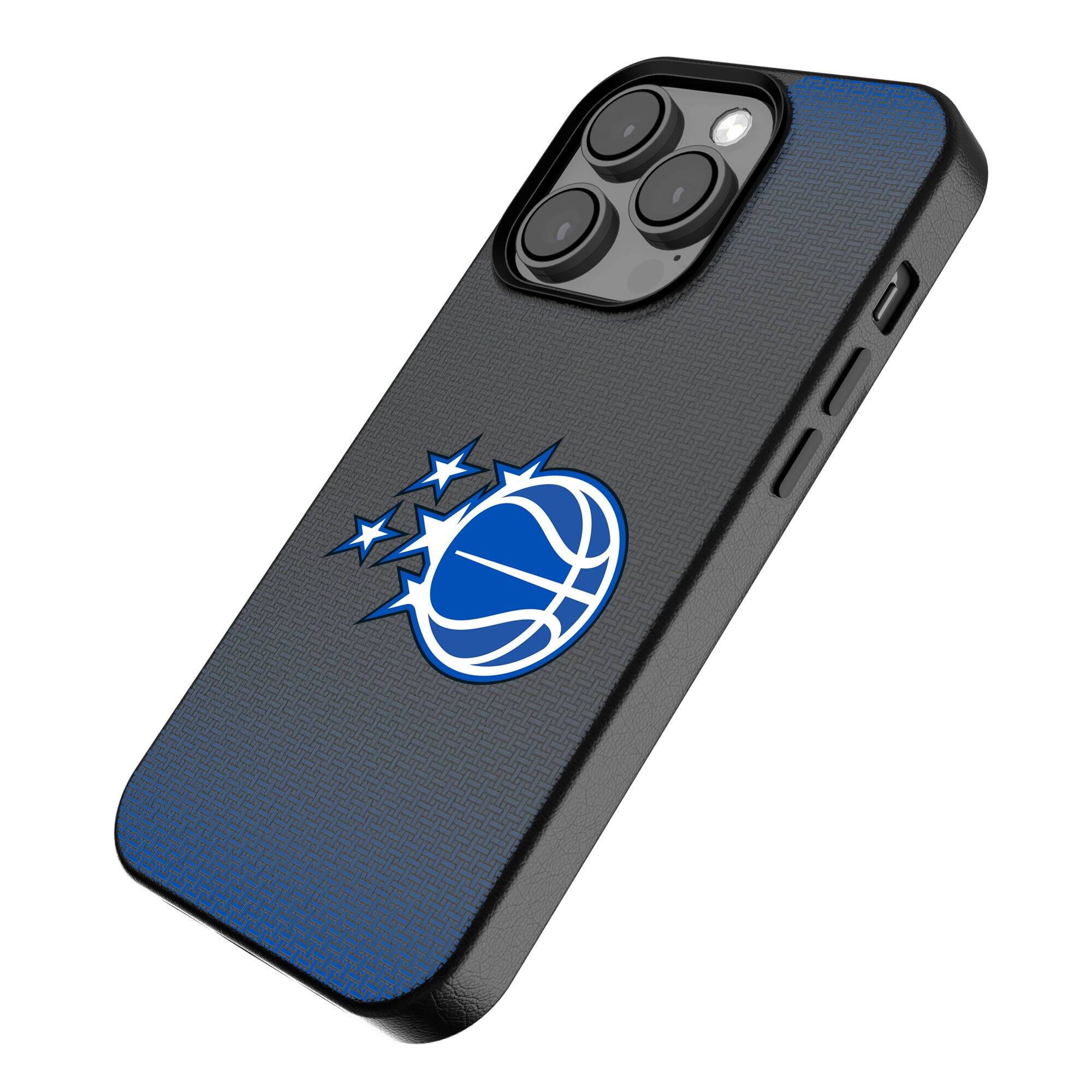 Alt View 1. Keyscaper - Orlando Magic Linen Logo iPhone Magnetic Bump Case - 14 - Black.