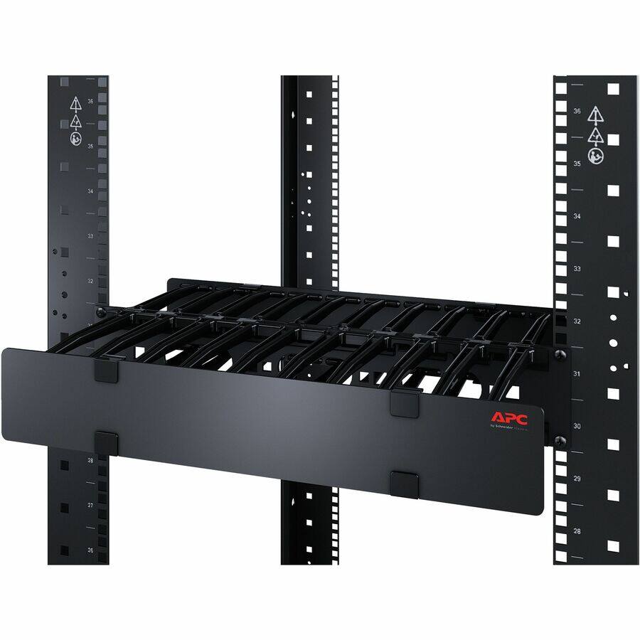 Alt View 2. APC - APC NetShelter Cable Management, Horizontal Cable Manager, 2U, Single Side with Cover, Black, 482.6 x 88.9 x 165.1 mm - Black.