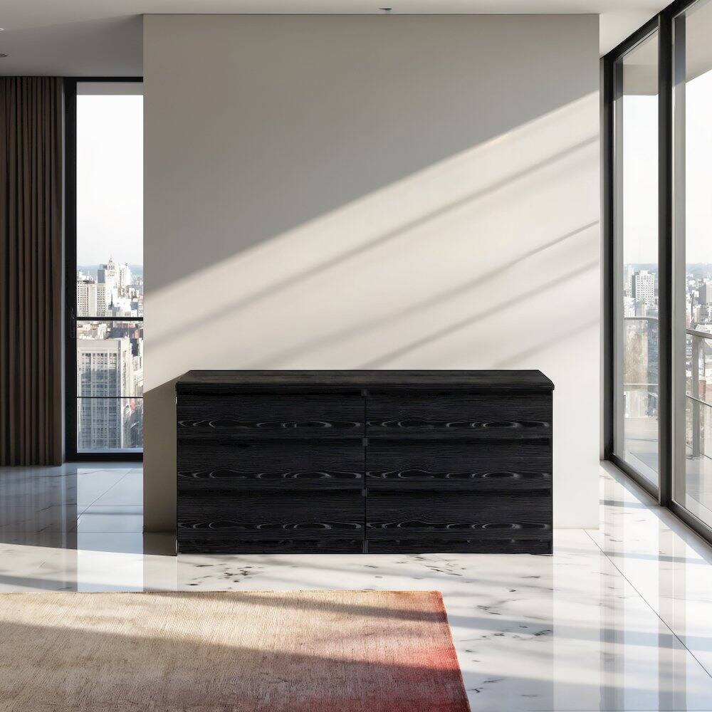 Alt View 8. FurniFact - Black 6 Drawer Dresser - Elegant Bedroom and Closet Wood Dresser Storage - Black Woodgrain.