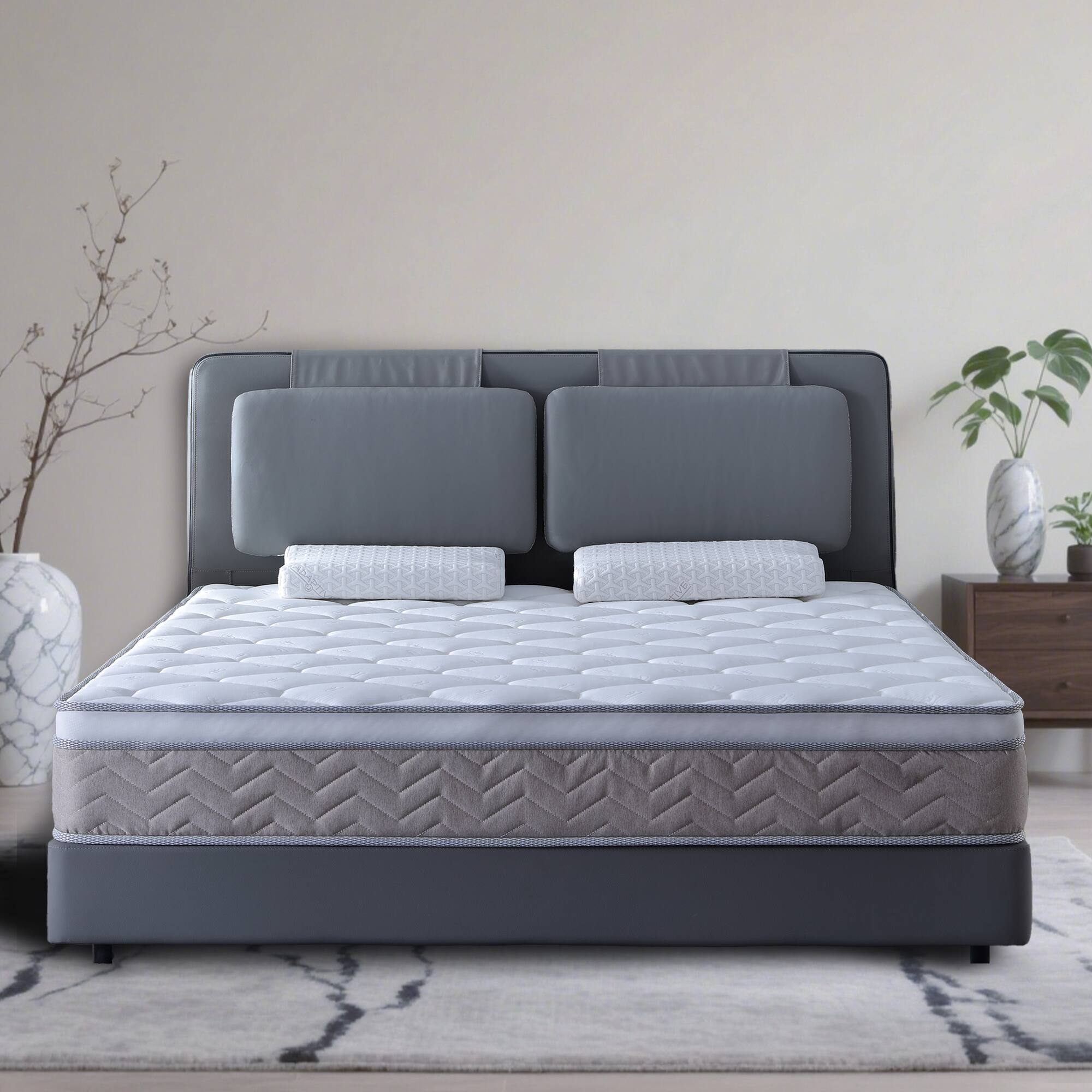 Front. JUJABU - 12 Inch Twin XL Memory Foam Mattress in a Box, Pressure Relieving, Breathable Fabric Cover, CertiPUR-US Certified - White.