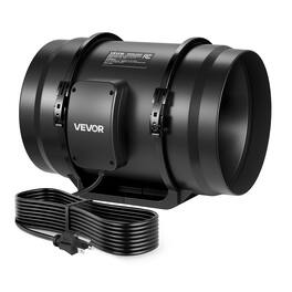 VEVOR - 8" Inline Duct Fan, 720 CFM Ventilation Exhaust Fan Quiet AC Motor for Heating Cooling Booster, Grow Tents, Hydroponics - Black Shell & Blades