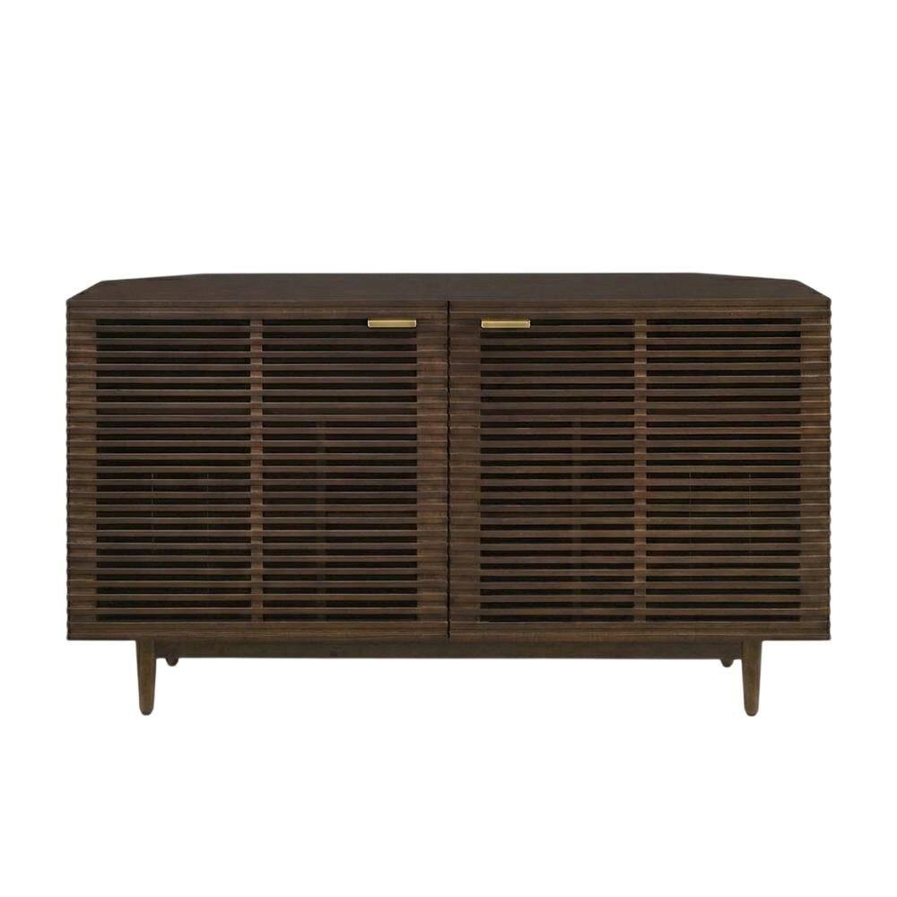Alt View 3. FurniFact - Corner record player cabinet with vinyl storage in wood finish and modern design - Black.