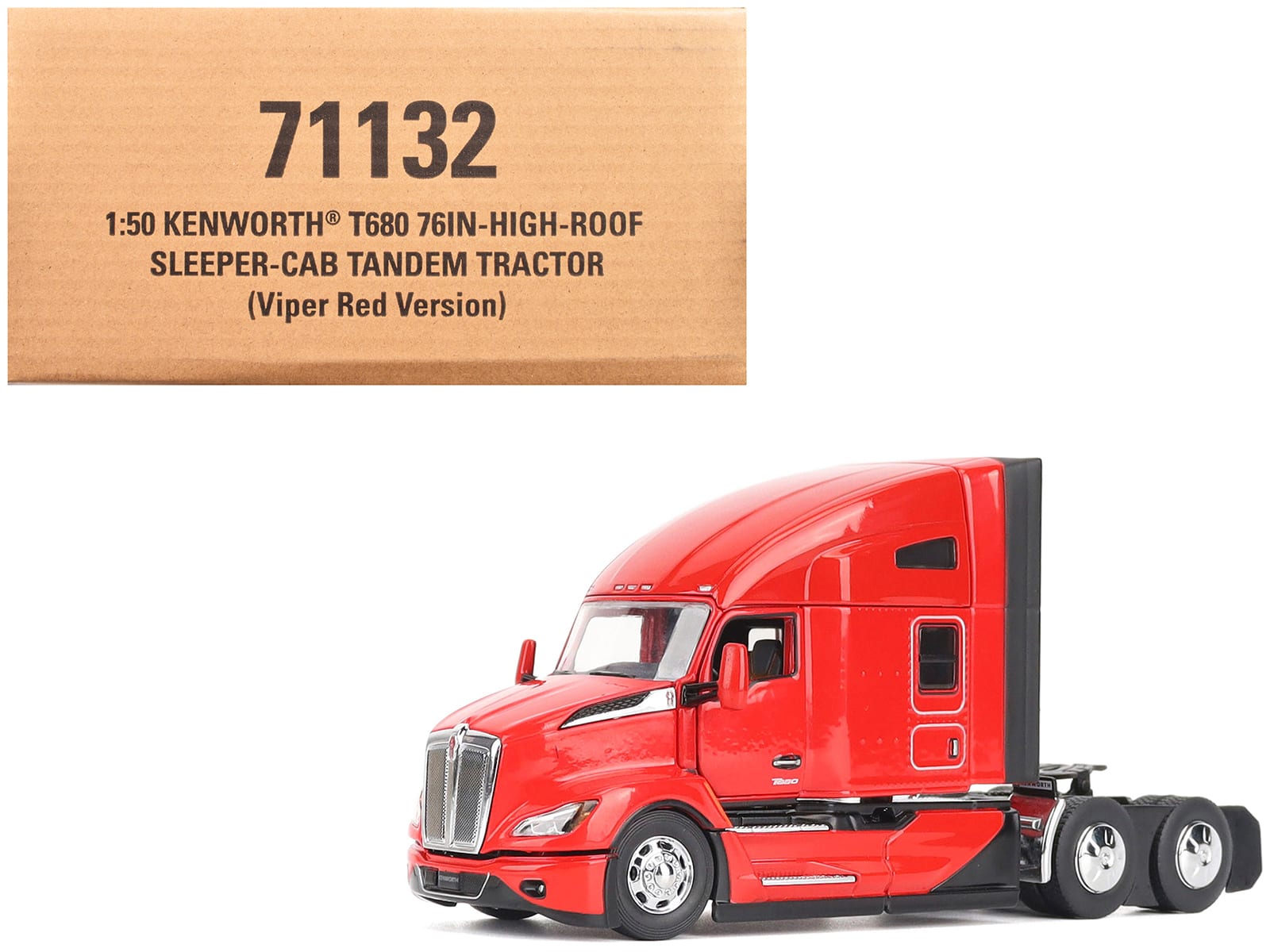 "Kenworth T680 76"" High Roof Sleeper Cab Truck Tractor Viper Red ""Transport Series"" 1/50 Diecast Model by Diecast Masters" price history on PriceWatchPro