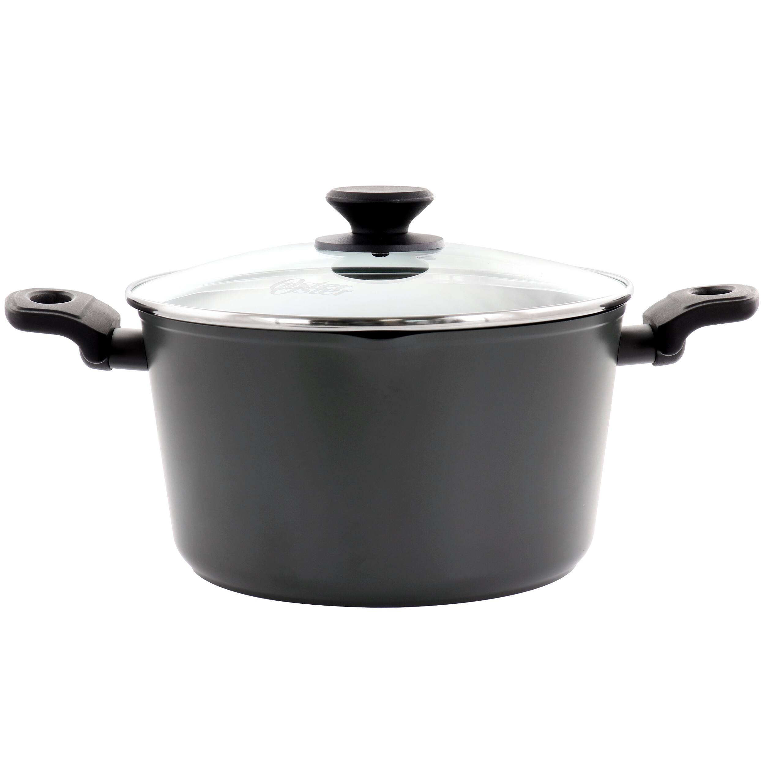 Front. Oster - Oster Kingsway 5.5 Quart Aluminum Nonstick Dutch Oven in Black With Lid - Black.