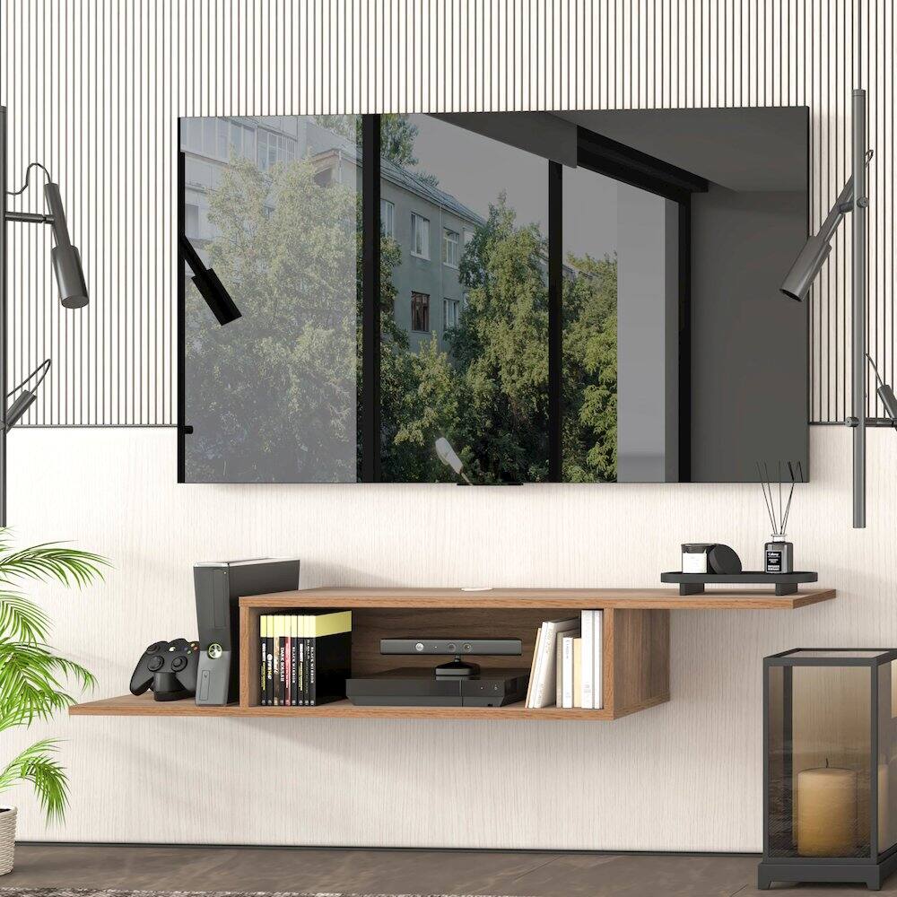 Alt View 2. Atelier Mobili - Floating TV Stand for Up to 65 Inch TVs – Wall Mounted Floating Shelf - Black.