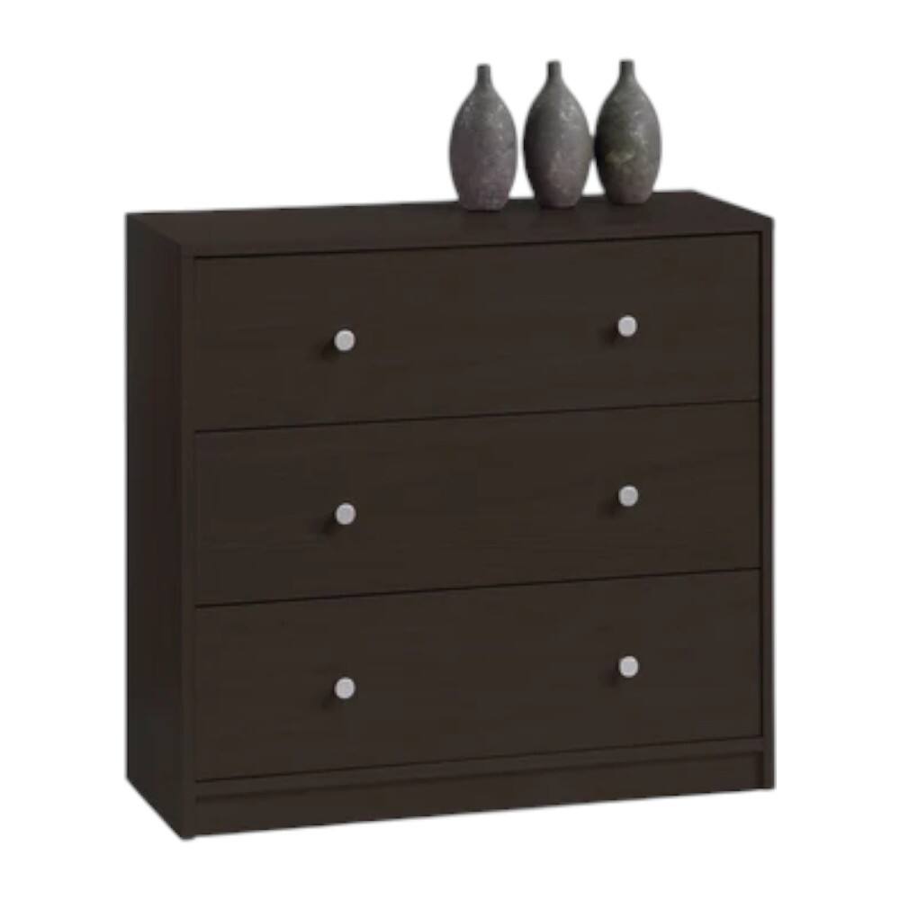 Left. Hivvago - Hivvago Modern 3-Drawer Chest Bedroom - Dark Brown.
