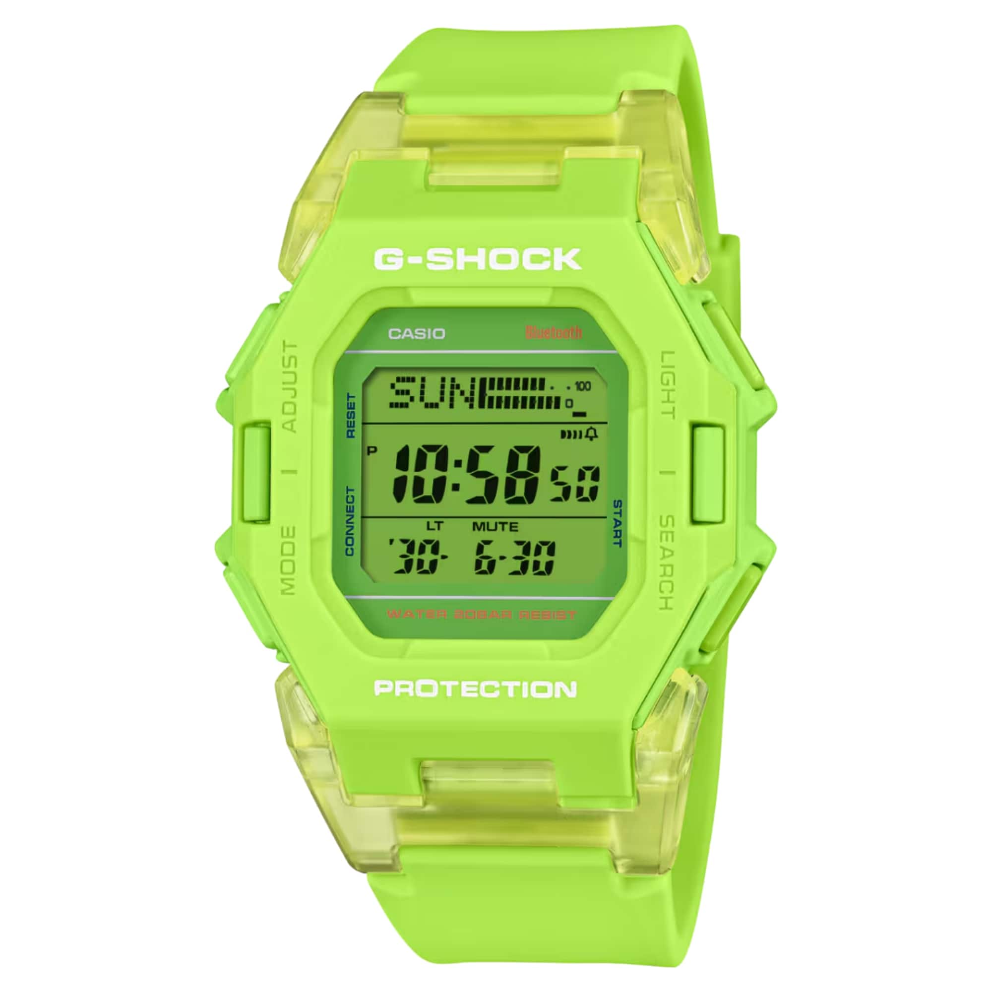 Casio - G-SHOCK Men's Dial Digital Watch Transparent Resin Strap Bluetooth Fitness Tracker - Green