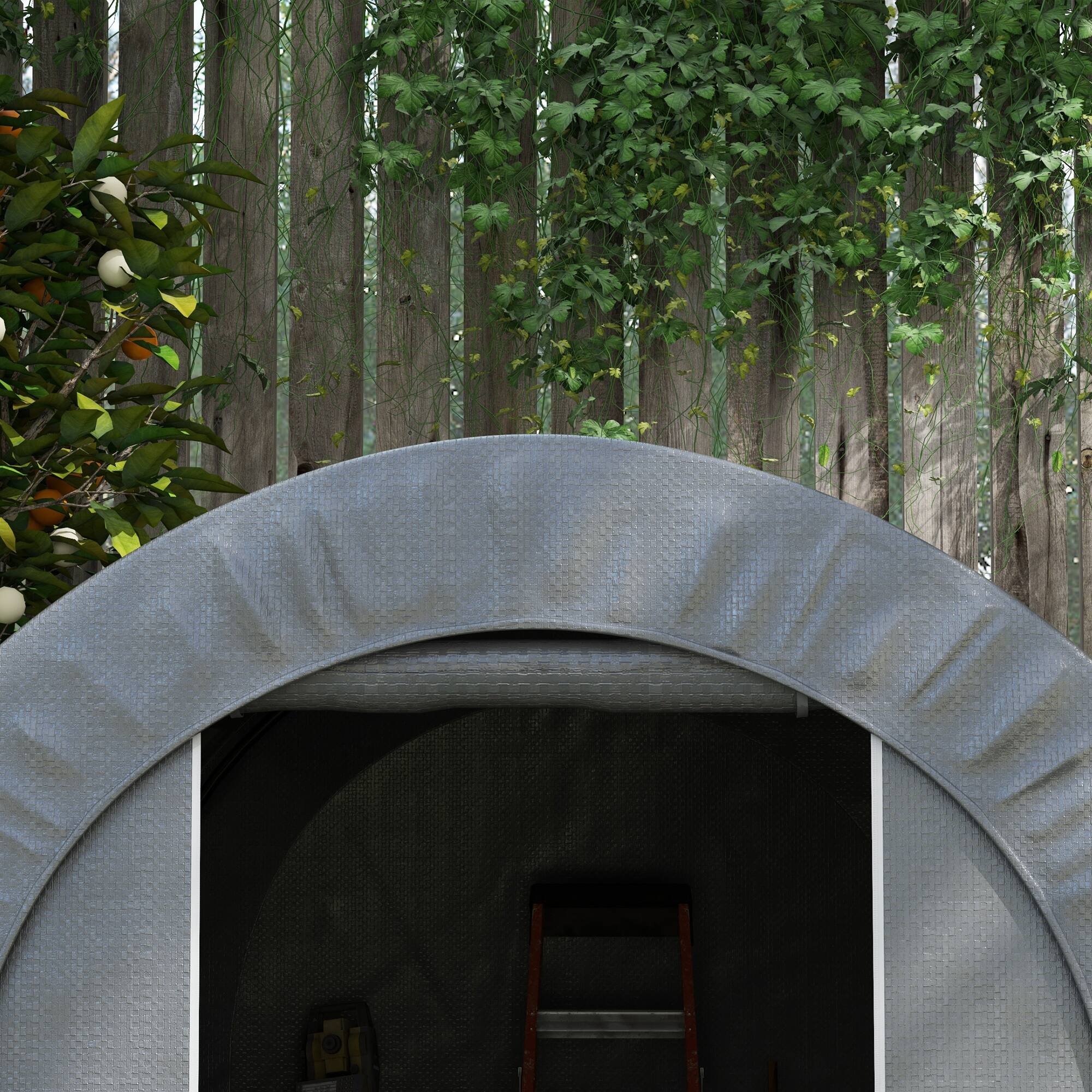 Alt View 4. Outsunny - Outsunny 6' x 8' Garden Storage Tent, Heavy Duty Outdoor Shed, Waterproof Portable Shed Storage Shelter - Gray.