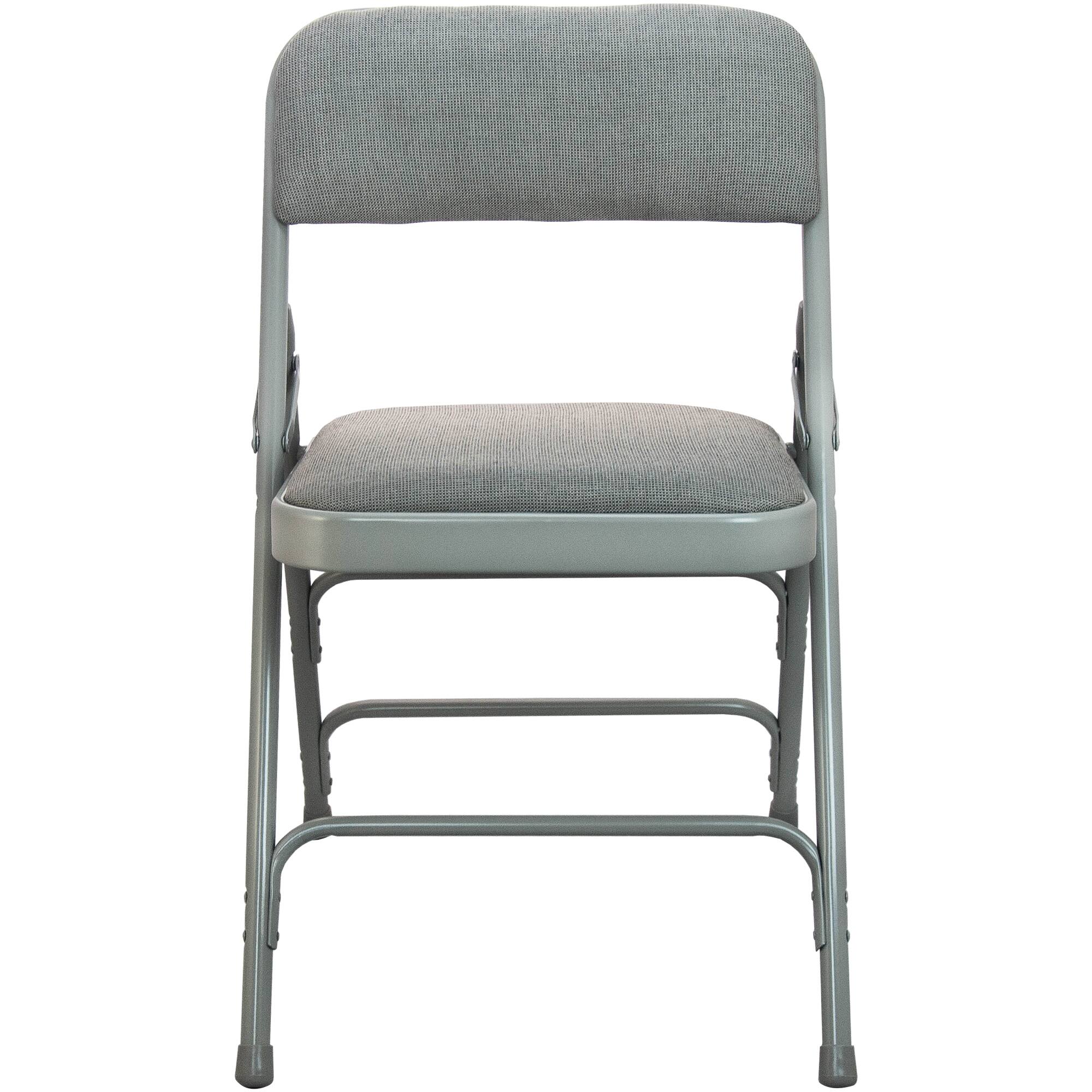 Alt View 3. Emma + Oliver - 2-pack Advantage Padded Metal Folding Chair - Fabric Seat - Grey Fabric/Grey Frame.
