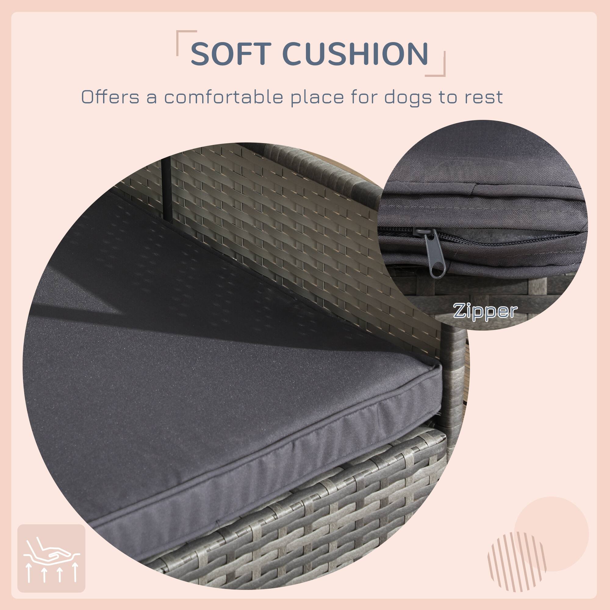 SOFT CUSHION  
Offers a comfortable place for dogs to rest  
Zipper