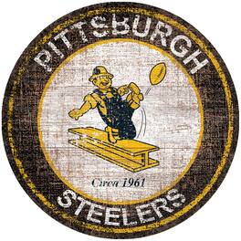 Fan Creations - Pittsburgh Steelers 24'' Round Heritage Logo Sign - Multicolor