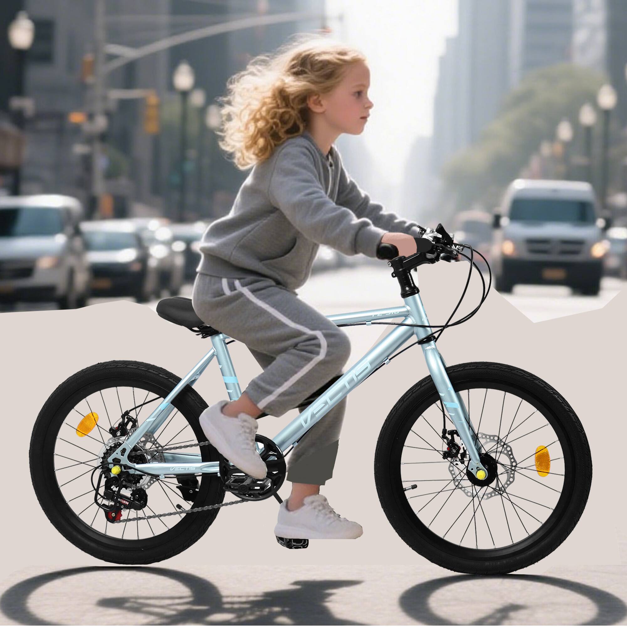 Left. APRILSOUL - 20 Inch Kids Bike 7 Speed Steel Frame Dual Disc Brakes 4 Colors - Silver.