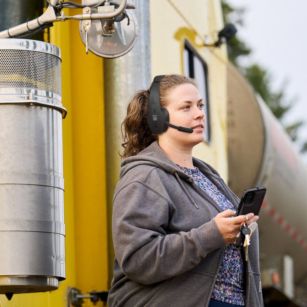 Alt View 10. BlueParrott - Pro B450 Wireless Bluetooth Mono Headset with 98% AI Voice Isolation Mics, ANC audio, and All-Day Comfort - Black.