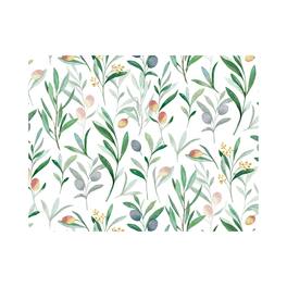Frieling - Davanti by Casa Rectangular Vinyl Placemat, 17" x 13", Watercolor Branch Print - Olive