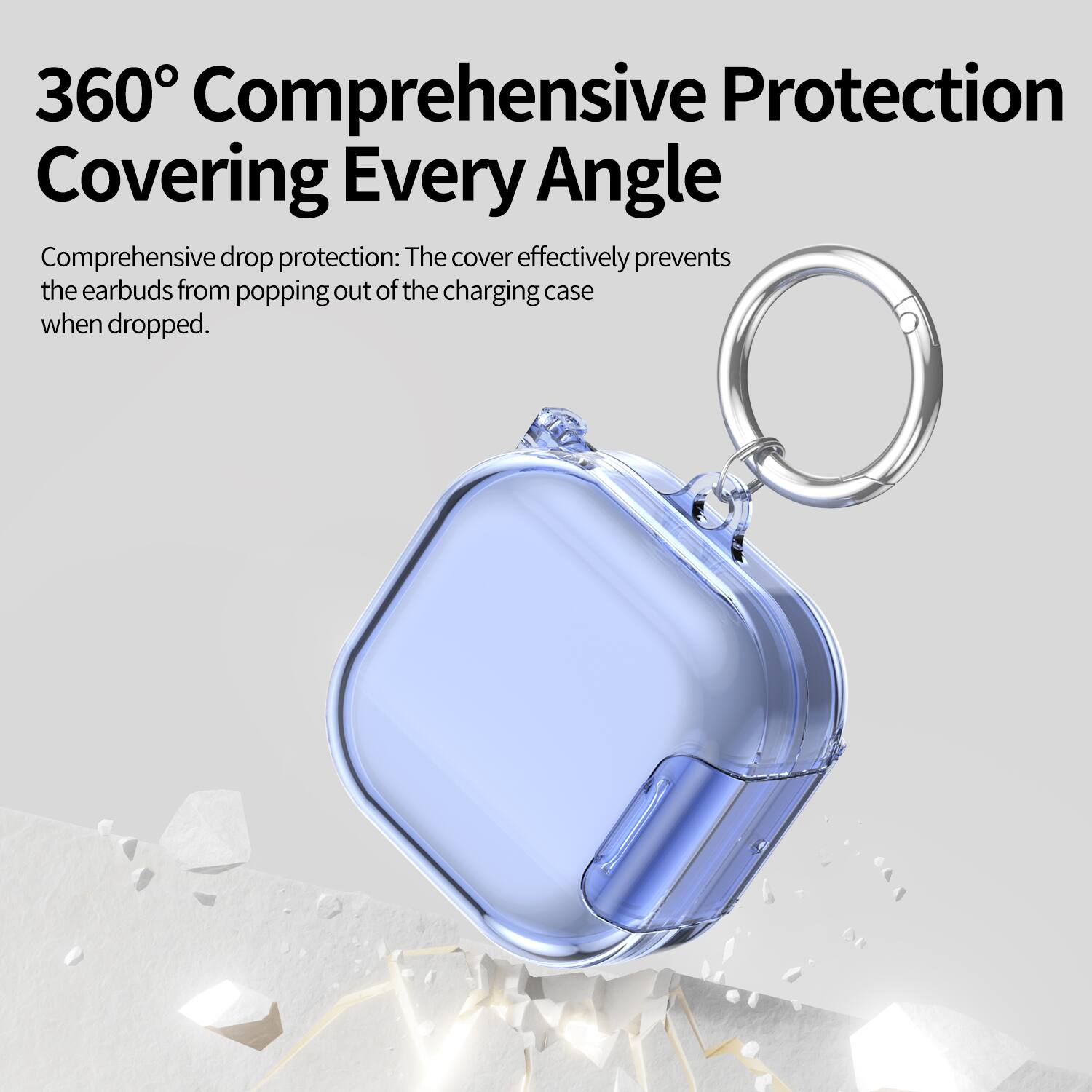 360° Comprehensive Protection Covering Every Angle

Comprehensive drop protection: The cover effectively prevents the earbuds from popping out of the charging case when dropped.