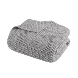 Gracie Mills - Lessie Knit Cottage Throw Blanket - Gray