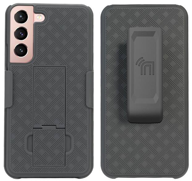Alt View 5. Nakedcellphone - Case with Stand and Belt Clip Holster for Samsung Galaxy S22 Plus - Black.