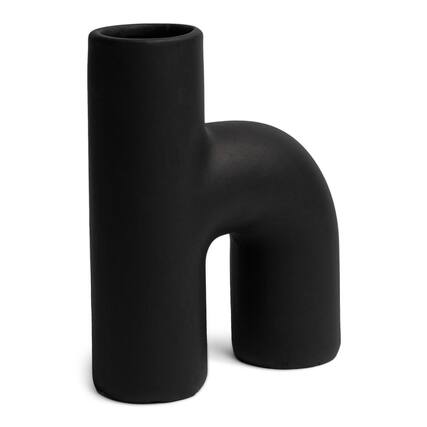 Front. Maven Lane - Villa Moda Lila Abstract Sculptural Decorative Modern Vase, Black.
