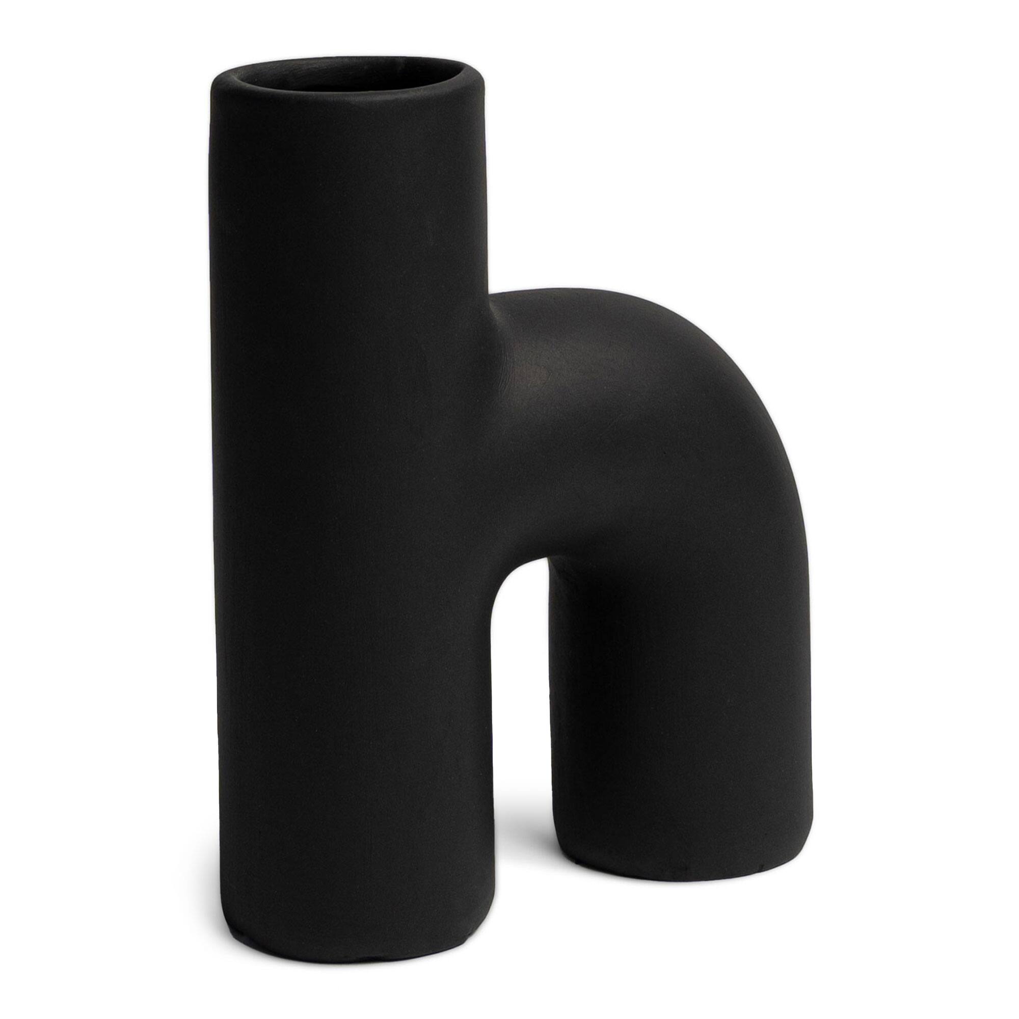 Front. Maven Lane - Villa Moda Lila Abstract Sculptural Decorative Modern Vase, Black.
