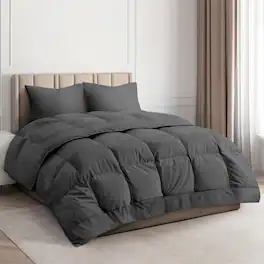 CGK Linens - Premium All-Season Down Alternative Comforter - Fluffy Oversized Duvet Insert - California king - Dark Gray
