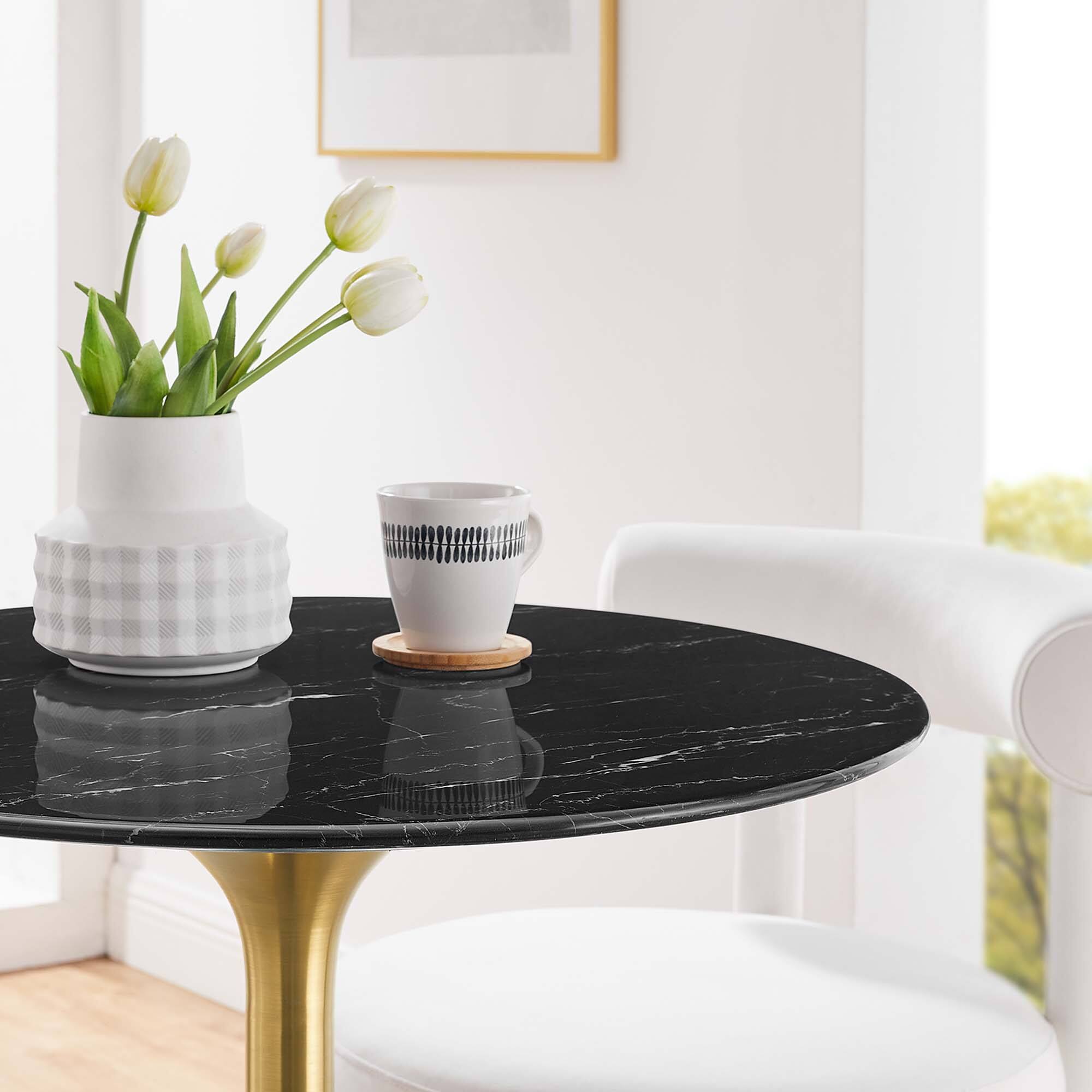 Alt View 1. Modway - Lippa Round 28" Dining Table - Gold Black.