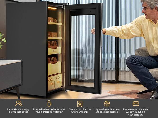 Invite friends to enjoy a joyful tasting trip  
Private business talks to show your extraordinary identity  
Share your collection with your friends  
High-end gifts for elders and business partners  
Low noise and vibration. Even if you put it in your bedroom