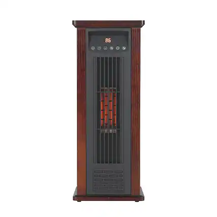 Front. Vaczon - 1500W Quartz Infrared Tower Heater with Remote Control ECO Mode 3 Heat Settings, Overheat Protection for Indoor Home Use - Dark Walnut.