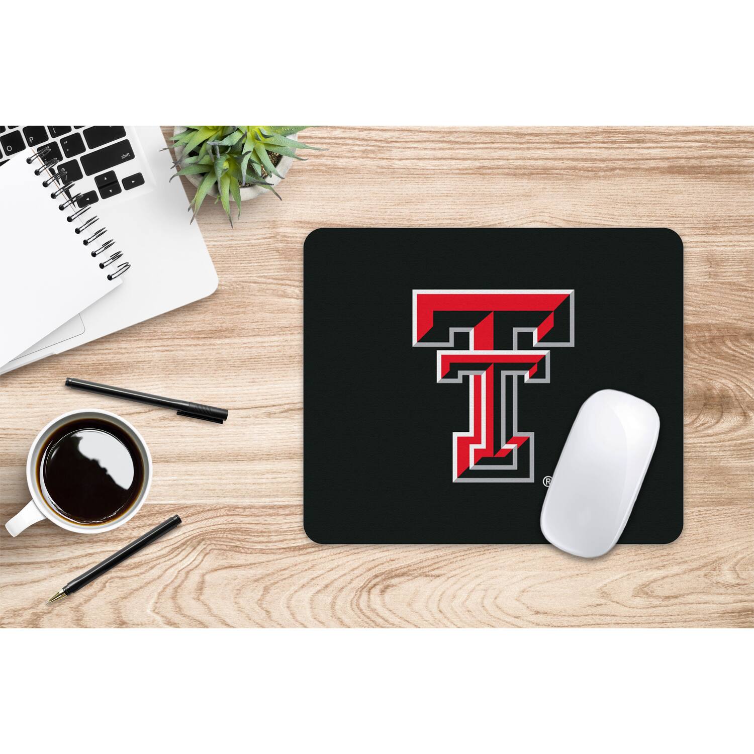 Alt View 1. OTM Essentials - Black Texas Tech Red Raiders Primary Logo Mouse Pad - Black.