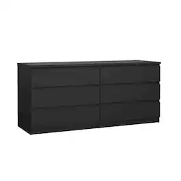 Tvilum - Scottsdale 6 Drawer Double Dresser Matte - Black