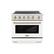 Front. ZLINE - 36 in. Wide 5 Elements Autograph 5.2 Cu.Ft. Paramount Freestanding Induction Range with Bronze Accents & White Door - Matte White.