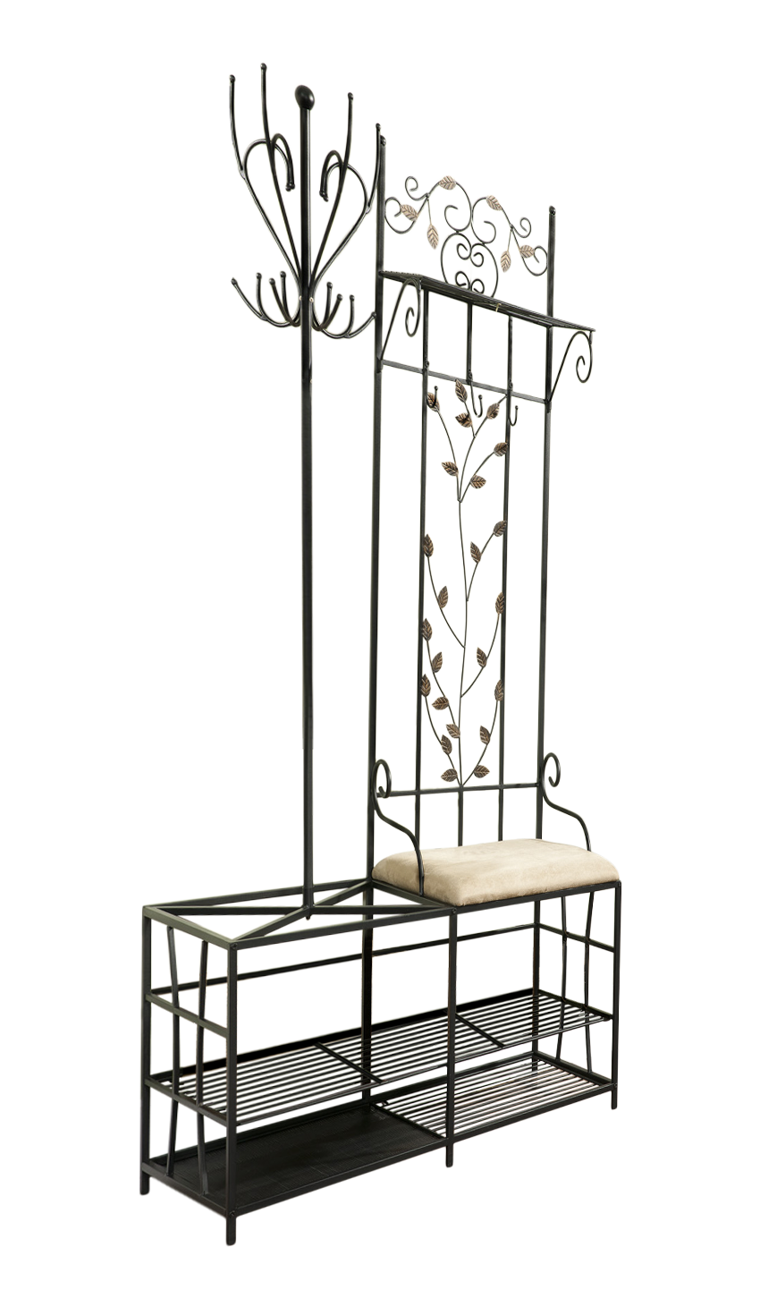 Angle. Kings Brand Furniture - Kings Brand Furniture Traballesi Hall Tree Storage Bench with Coat Rack - Black.