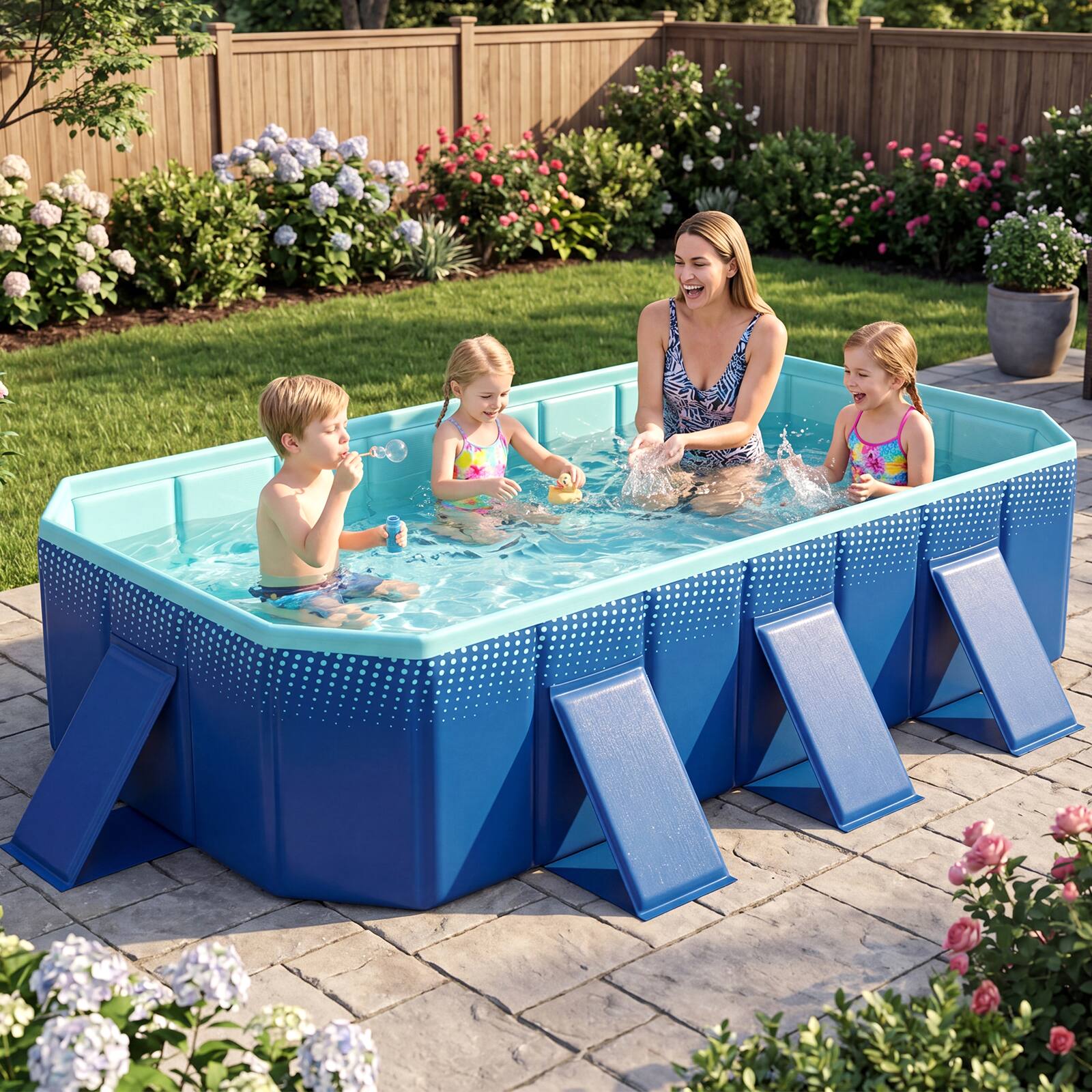 Alt View 1. Costway - Costway Non-Inflatable Folding Kiddie Outdoor Swimming Pool,Portable Around Ground Pool - Gradient + Green.