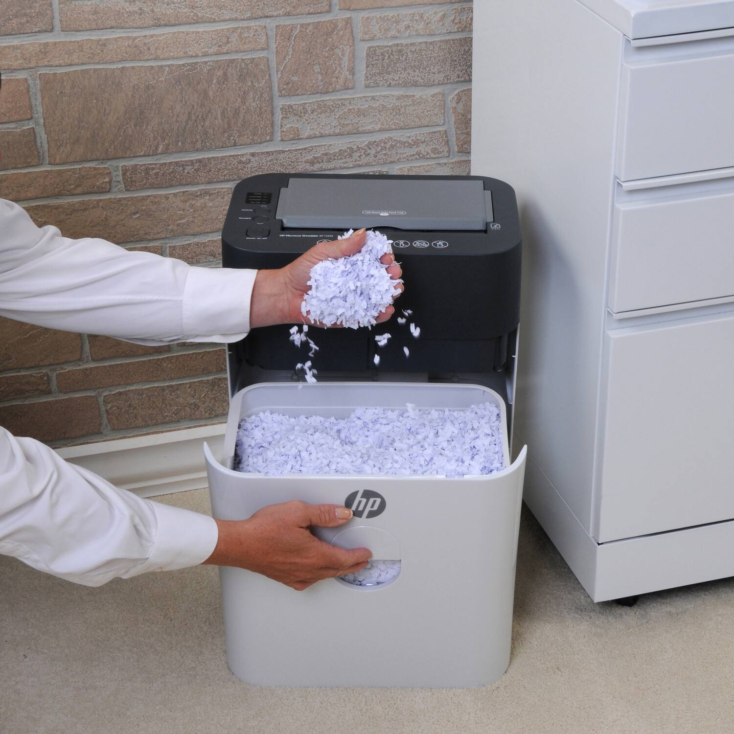 Alt View 1. HP - AF1009 Micro-Cut Shredder, Automatic Sheet Feeding - White.