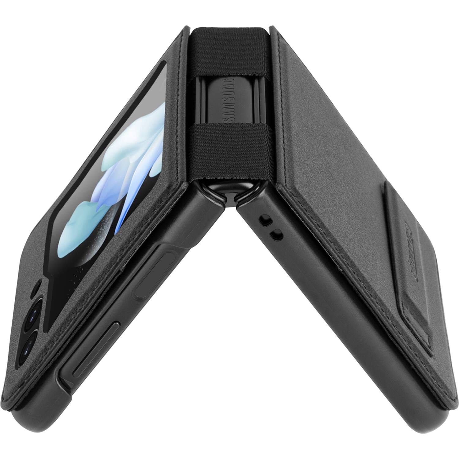 Alt View 13. SaharaCase - Leather Kickstand Case for Samsung Galaxy Z Flip5 - Black.
