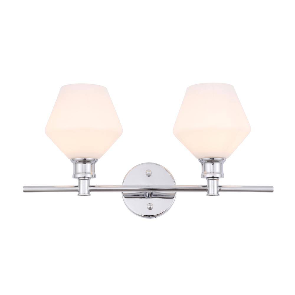 Alt View 10. Living District - Gene 2 light Chrome and Frosted white glass Wall sconce - Chrome And Frosted White Glass.