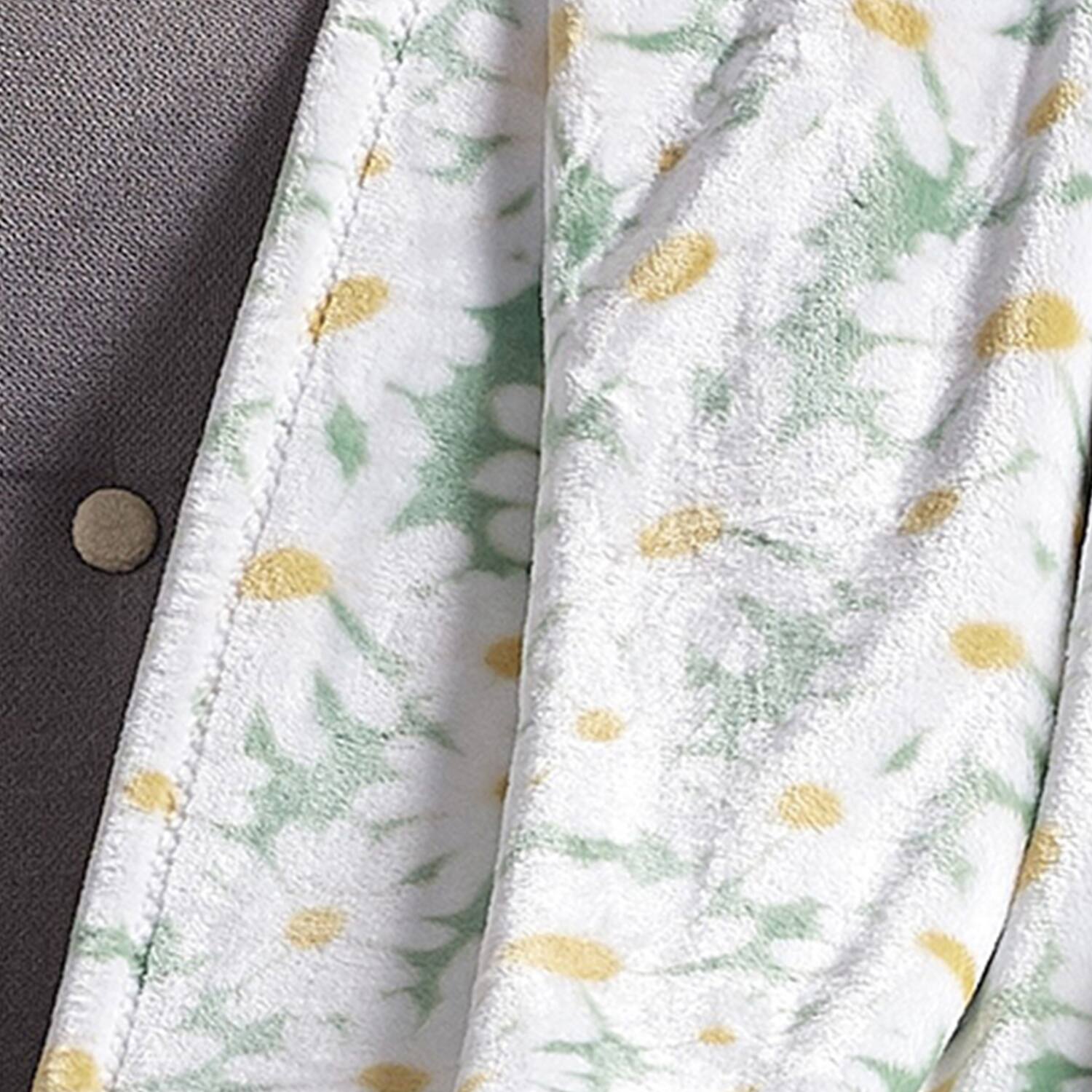 Alt View 1. Plazatex - Plazatex 100% Polyester Delightful Daisies Floral Oversized Throw Blanket 60" x 70" White - White.