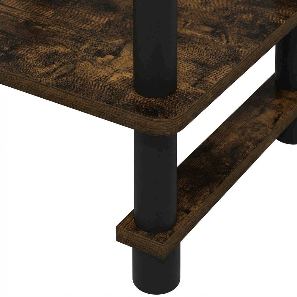 Alt View 2. FurniFact - Amber Pine and Black Finish Tall End Tables with Storage Bins - Amber Pine/Black.