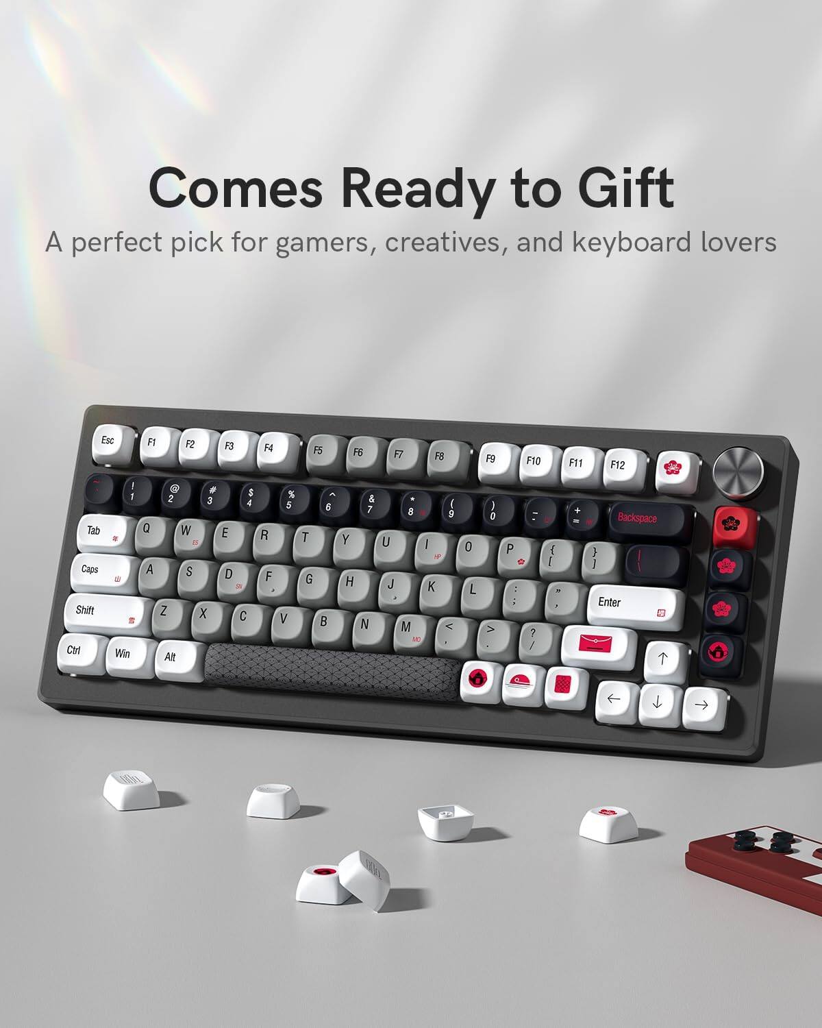 Comes Ready to Gift  
A perfect pick for gamers, creatives, and keyboard lovers  

Esc F1 F2 F3 F4 F5 F6 F7 F8 F9 F10 F11 F12  
Tab Q W E R T Y U I O P  
Caps A S D F G H J K L  
Shift Z X C V B N M  
Ctrl Win Alt  
Backspace Enter  

1 2 3 4 5 6 7 8 9 0 - +  
Tab Q W E R T Y U I O P  
Caps A S D F G H J K L  
Shift Z X C V B N M  
Ctrl Win Alt  
Backspace Enter  

! @ # $ % ^ & * ( ) _ +  
1 2 3 4 5 6 7 8 9 0 - =  
Tab Q W E R T Y U I O P  
Caps A S D F G H J K L  
Shift Z X C V B N M  
Ctrl Win Alt  
Backspace Enter  

! @ # $ % ^ & * ( ) _ +  
1 2 3 4 5 6 7 8 9 