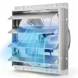 VEVOR - 20 Inch Shutter Exhaust Fan Wall Mounted Automatic Louvers Sturdy Steel Housing, Low Noise, AC Motor - Silver