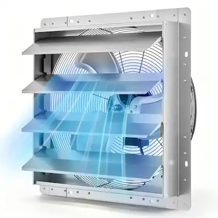 Front. VEVOR - 20 Inch Shutter Exhaust Fan Wall Mounted Automatic Louvers Silver, Sturdy Steel Housing, Low Noise, AC Motor - Silver.