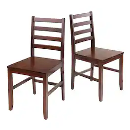 Winsome Wood - Hamilton 2-Pc Ladder-back Chair Set - Walnut