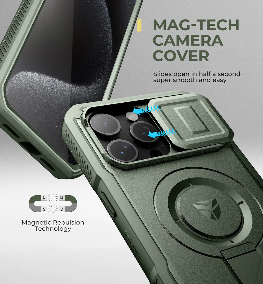 For IPhone 16 Case Kickstand Compatible With MagSafe Shockproof Bumper Cases With Slide Camera Cover Built-in Screen Protector - 202192403