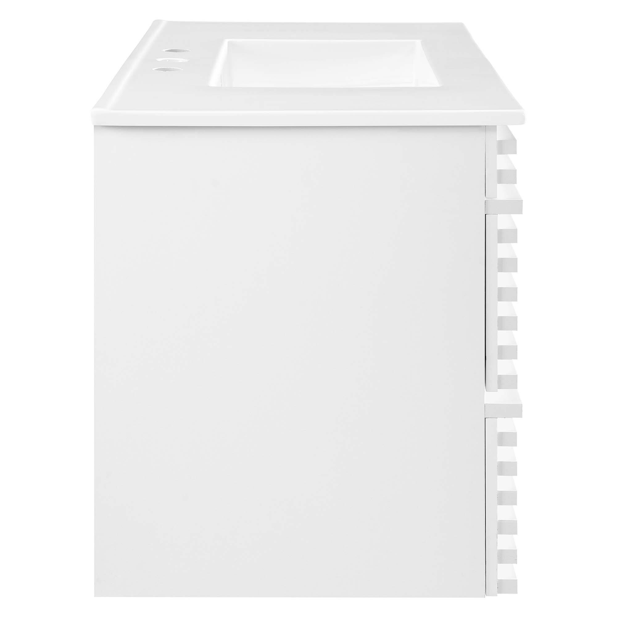 Alt View 1. Modway - Render Wall-Mount Bathroom Vanity with White Basin Included - White White.