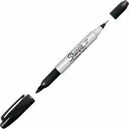 Sharpie - Twin Tip Permanent Markers Extra Fine Fine Marker Point Black Ink Alcohol Based 1 Each