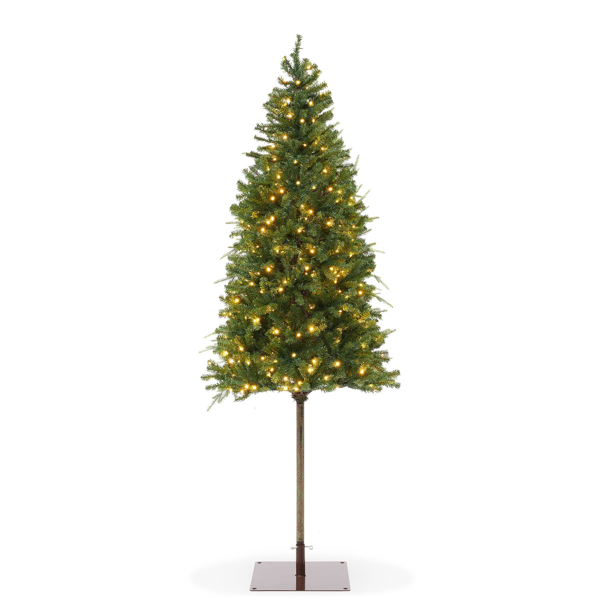 Front. Casafield - Pre-Lit Pencil Alpine Fir Artificial Christmas Tree with Metal Stand - Green.