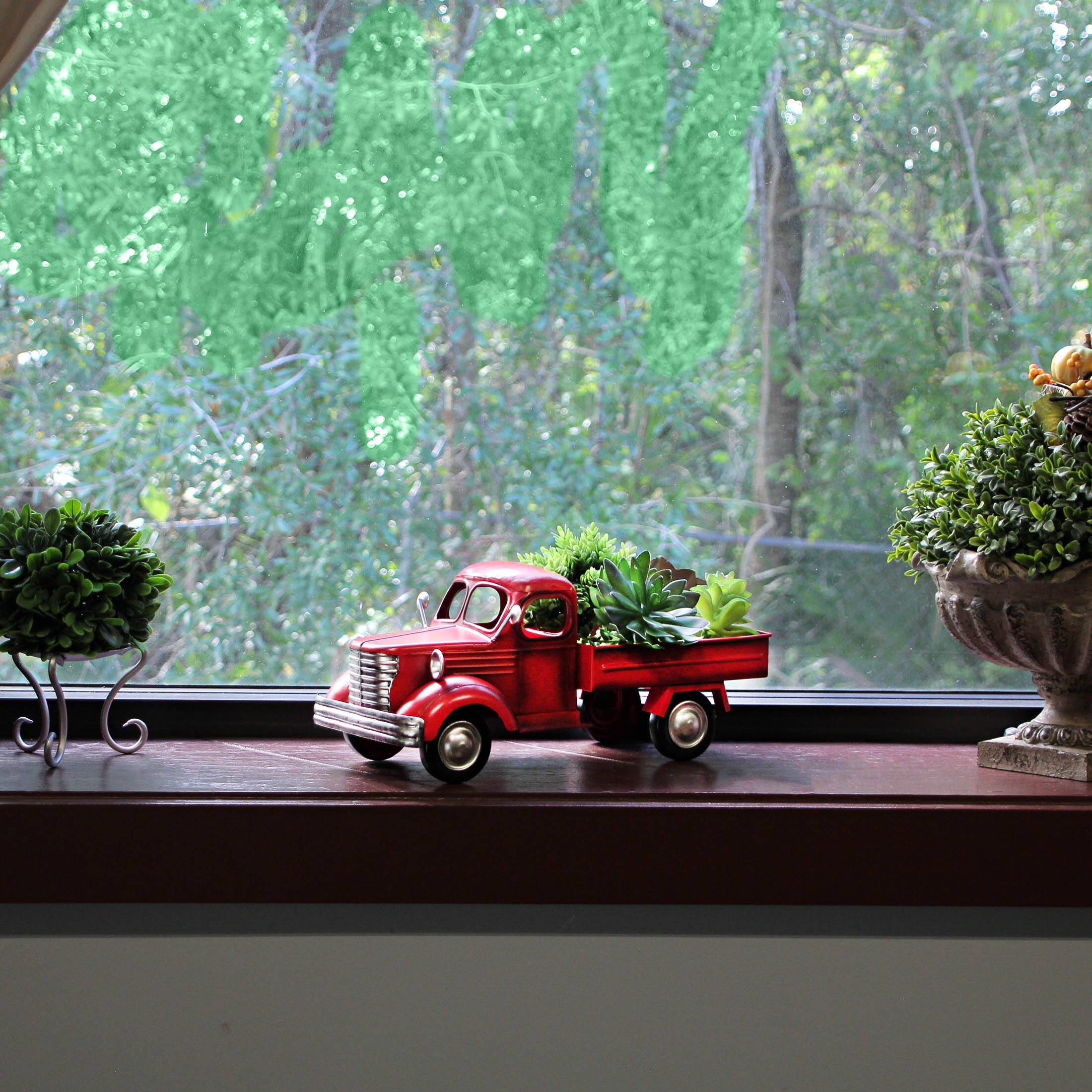 Alt View 5. Zeckos - Vintage Red Truck Metal Planter – Nostalgic Decor for Indoors & Outdoors - Red.