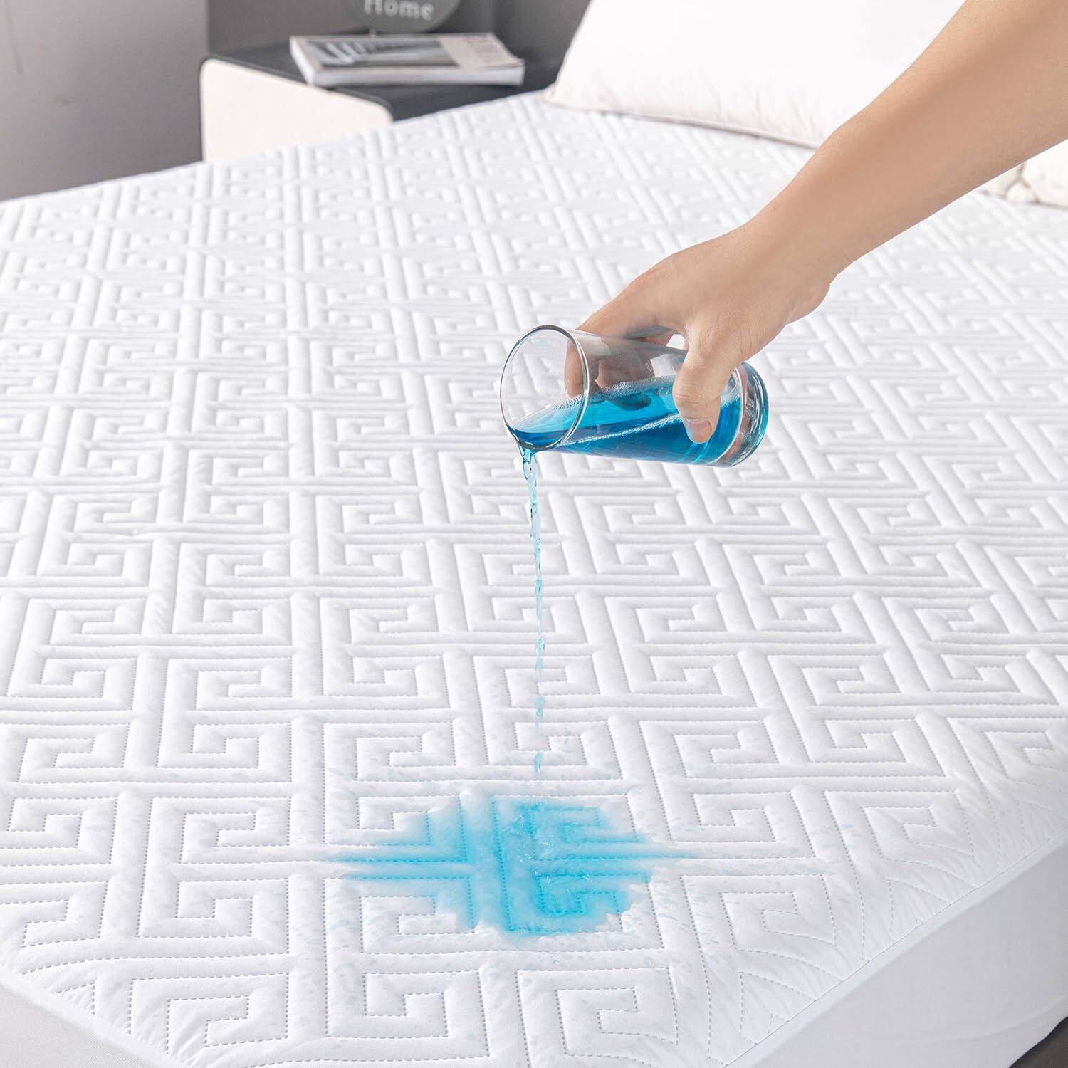 Comfort Essence - Mattress Protector Queen Size Waterproof Ipx5 Quilted 325gsm Bed Cover Soft breathable Pad Noiseless 6 - White